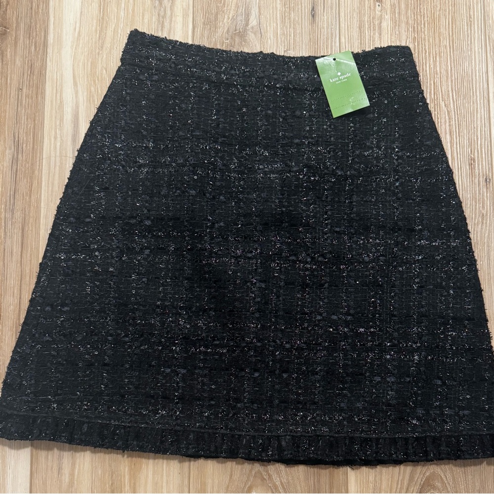 New Kate Spade Black tweed Textured Skirt size 2 $298